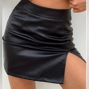 Lioness Black Faux Leather Skirt